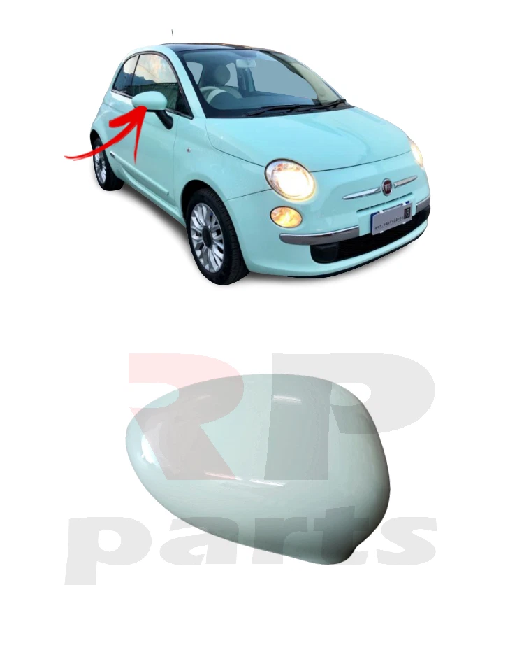 FOR FIAT 500 (312) 07-18 NEW WING MIRROR COVER PAINTED MINT (166B) COLOR  RIGHT