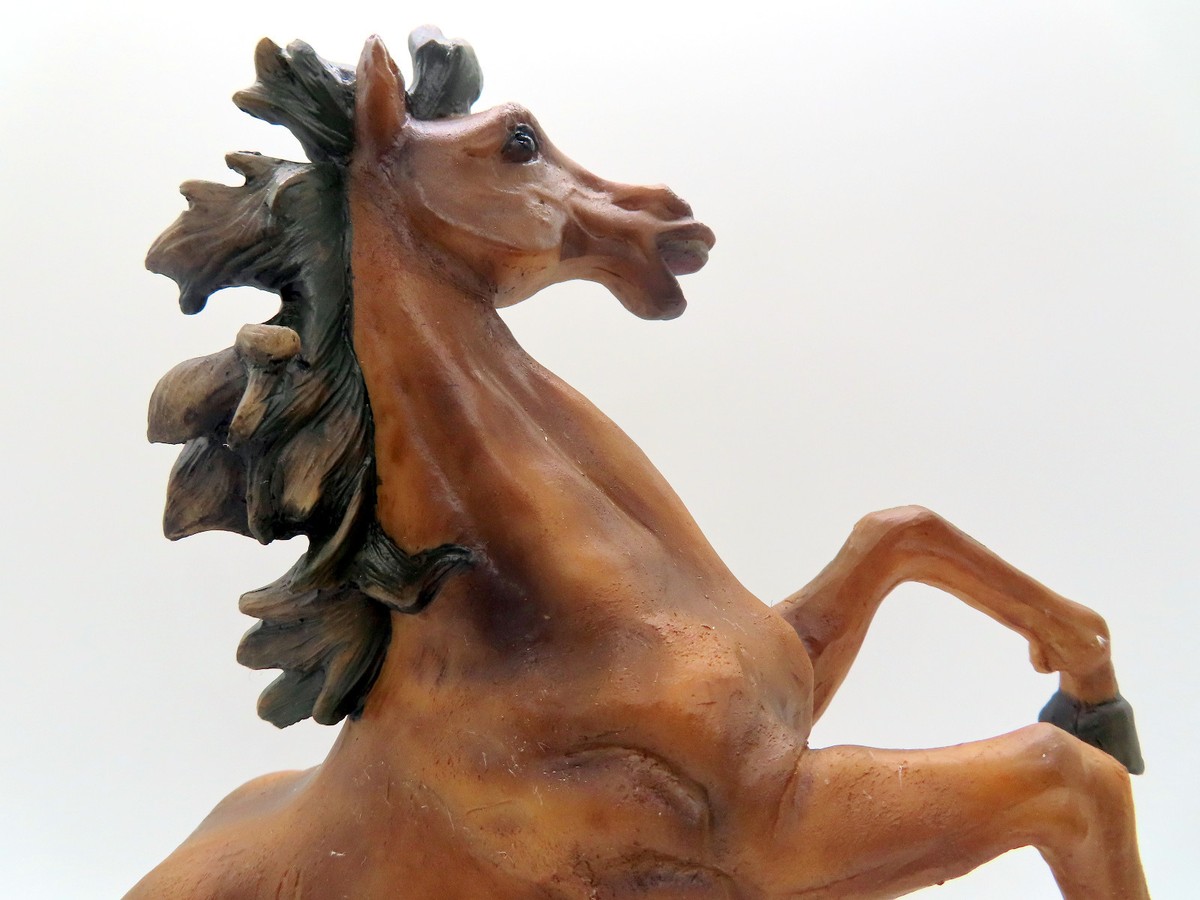 New Leonardo Collection Brown Horse On Hind Legs Figurine Wood