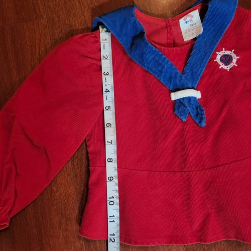 Silenziatori vintage due pezzi velluto a coste marinaio rosso nautico 24 mesi made in USA - Foto 6 di 12