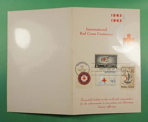 DR WHO 1963 FDC RED CROSS FOLDER MIXED FRANK GERMANY/TUNISIA SWITZERLAND R29720