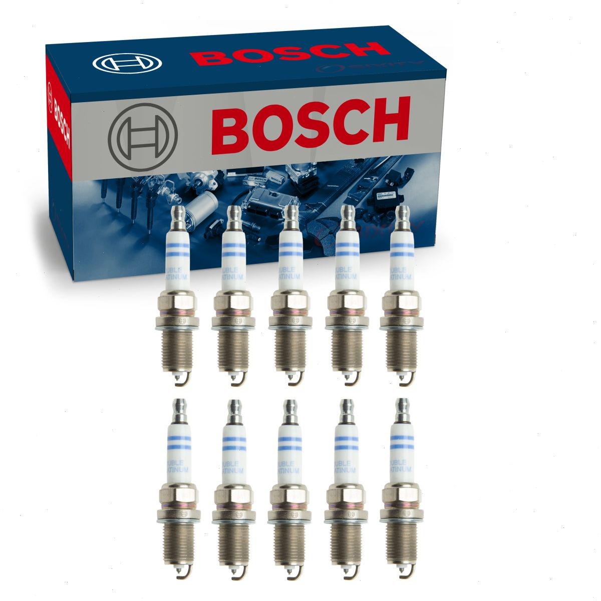 10 pc Bosch Double Platinum Spark Plugs for 2009-2017 Audi R8 5.2L V10 bv