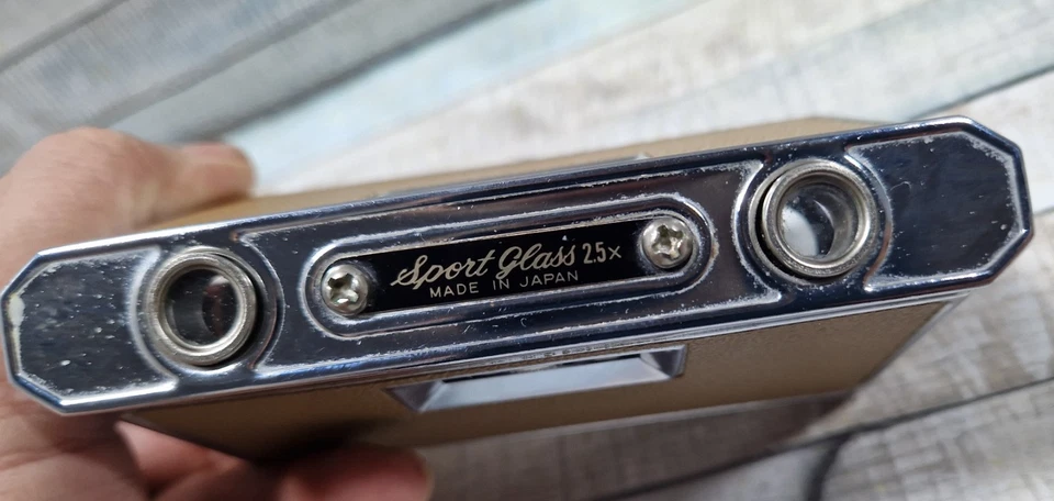 Vintage Opera Glasses by ROSS Folding Silver/Beige 25x Zoom Pocket Binoculars  - Image 4 of 4