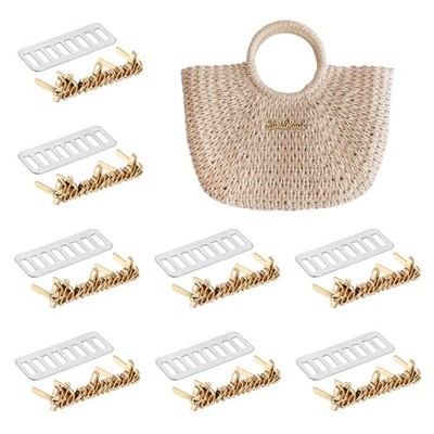 8PCS Handmade Metal Labels, Rectangle Crochet Tags Signs with Shim, Light Gold