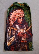 Vtg Sitting Bull Native American Print Fabric Long Skirt Elastic Waist Handmade