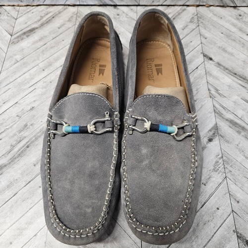 Riomar Shoes Loafers The Stingray Deck Driver Gray Suede Mens 12 US