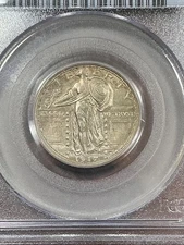 PCGS AU55FH 1917 D STANDING LIBERTY QUARTER TYPE 1 PERFECT EVEN COLOR