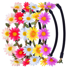 5 Pcs Flower Headband Women Daisy Wreath Headband Sunflower Crown Hippie Floral