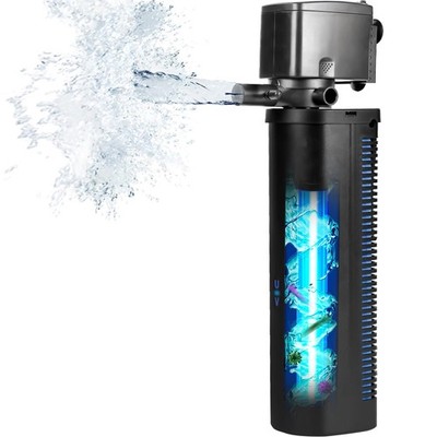 Aquarium U-V Filter Dual Spout 600GPH for Large 100-300 Gallon Fish Tank Sile...