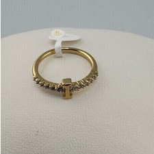 Gold Tone Crystal Initial I Ring Size 6 Personalized Fashion Jewelry