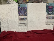 Enchanted Mushroom doorway sunrise and Night of the living moth. Canvases Paint