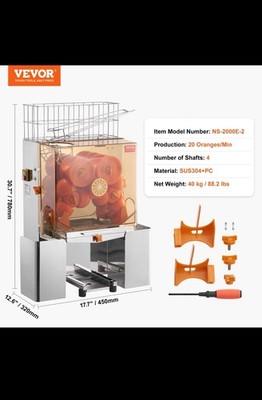 VEVOR Commercial Orange Juicer Machine 120W Juice Squeezer Extractor Filter Box