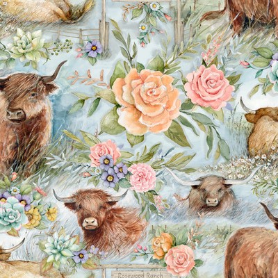 Highland ranch Western highland cow By The Yard x 43 in cotton Springs Creative