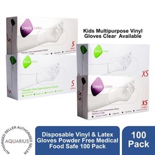 Disposable Vinyl & Latex Gloves Powder Free Medical Food Safe 100 Pack