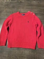 Polo Ralph Lauren Kids Red Heavy Sweater Size 7 Cotton Pullover Pony