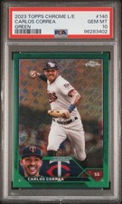 2023 Topps Chrome Logofractor Edition #140 Carlos Correa Green Refractor PSA 10