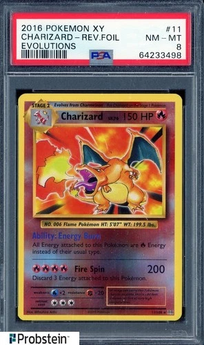 2016 Pokemon XY Evolutions Charizard Reverse Holo 11/108 PSA 8