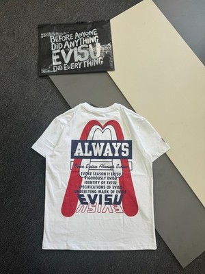 EVISU Tee shirt cotton New RED & BLACK & WHITE joint name TEE
