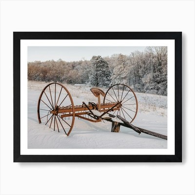 Winter Pferd Wagen Kunstdruck gerahmt Wandbild Poster Leinwanddruck Bild