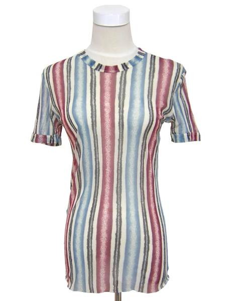 Used Jean Paul Gaultier Classique Striped Tulle Cut And Sew Tops Women Size 48
