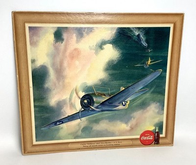 Vintage 1943 Coca Cola Curtiss ''Helldiver'' SB2C Dive Bomber Litho Print