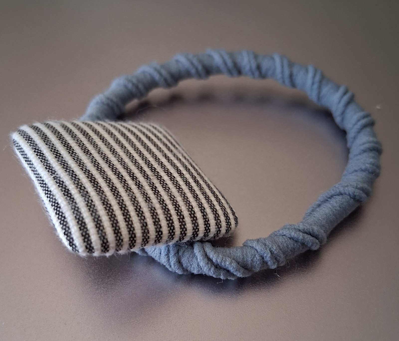 Blue Rubber Band with Striped Square Design - Brand New