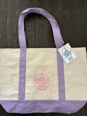 Trader Joe s Canvas Large Purple Shopping Bag Limited Tote Lavender FREE Ship!