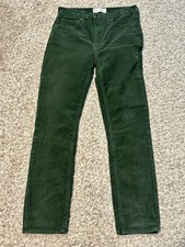 Women's GAP Vintage Slim High Rise Green Corduroy Pants Size 27 4L NICE