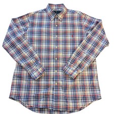 Ralph Lauren Polo Men's Large Red, White,  Blue Plaid Stretch Long Sleeve Shirt