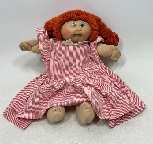 Vintage CABBAGE PATCH KIDS Red Hair Pigtails Blue Eyes Clothes 1978-82 Hong Kong