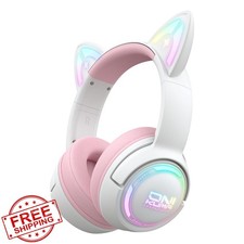 Pink Cat Ear Gaming Headset, RGB, Tri-Mode Wireless/Bluetooth/Wired