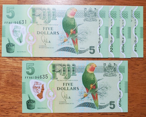 FIJI 2013 $5  5CONSECUTIVE NOTES UNCIRCULATED. KM#115