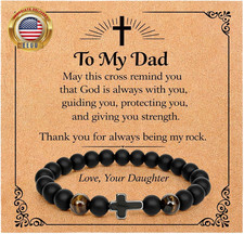 Dad Husband Bracelets from Daughter Wife, Father Gifts for Men, Cross Beads Brac