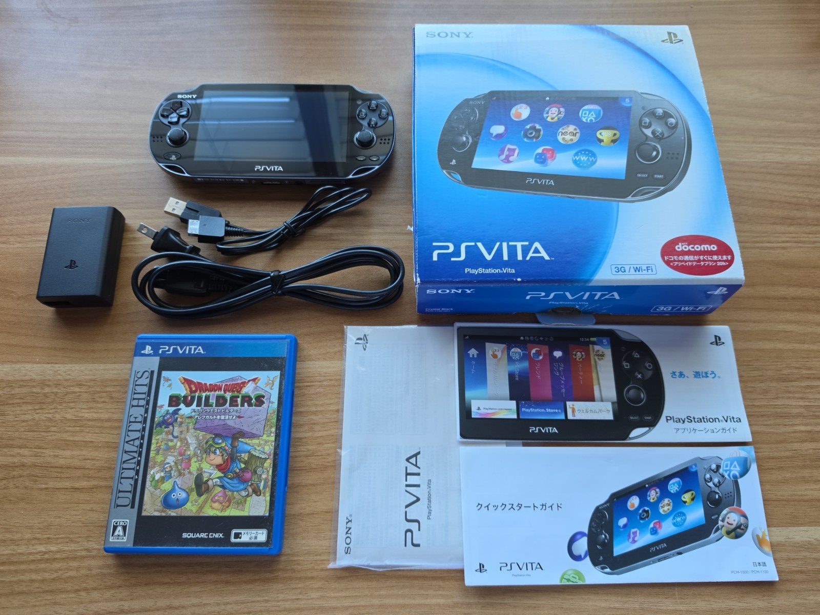 Sony Ps Vita  PCH-1100 Crystal Black Model Console & Charger CIB  TESTED