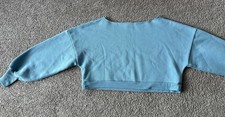 Blogilates Women's Size Medium 8-10 Cropped Sweatshirt Cameo Blue