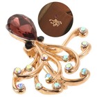 Colorful Octopus Brooch Crystal Accessories Creepy Pin for Halloween