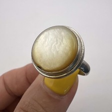 Vintage Sterling Silver 925 Women's Jewelry Ring Nacre Pearl Signed Size 7.5