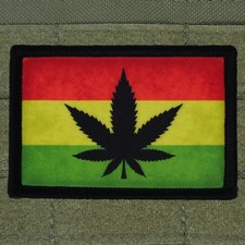 Rasta Leaf Patch Moral Tactical 420 Meme USA Made Hook & Loop 3x2