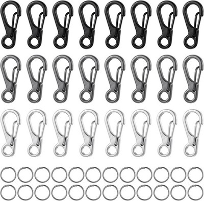 Mabor 24 Stück Mini Karabiner 1,4 cm Karabinerhaken Klein Abnehmbare