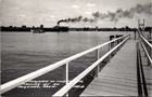 Freighter in the River Passing by at Algonac Michigan Real Photo Postcard