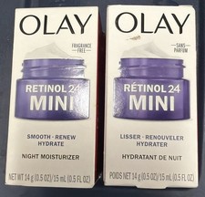 Lot of 2 Olay Retinol 24 Mini Fragrance Free Night Moisturizer 0.5 FL OZ Each