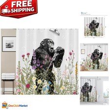 Art Deco Funny Monkey Shower Curtain - Vibrant 3D Print, 72x72 for Stylish Baths