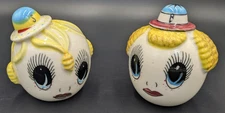 Vintage Royal Sealy Big Google Eye Girl/Boy Pixie Salt & Pepper Shaker Set