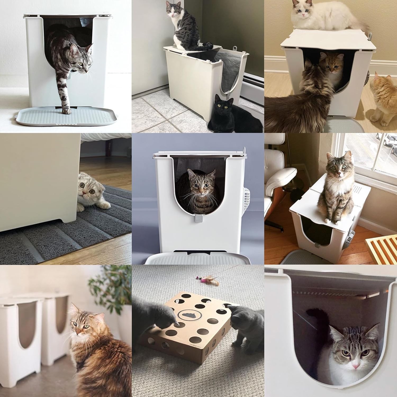Flip Litter Box,Front-Entry,Full Height Seamless Base,2X Bamboo Charcoal Filters