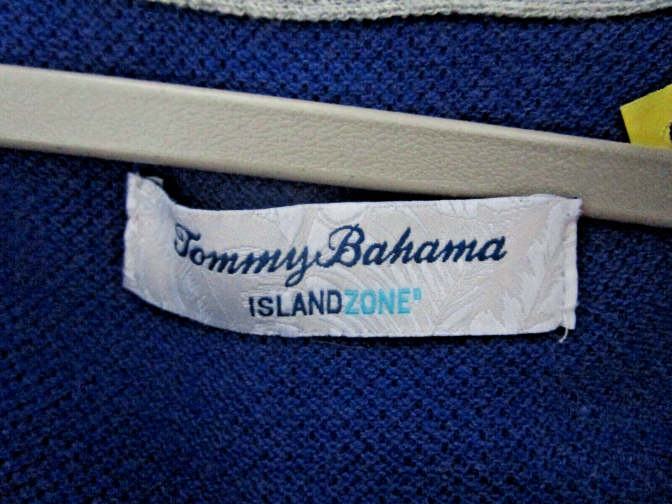 Tommy Bahama Island Zone Sweater Mens Large Blue1/4 Zip Mock Neck
