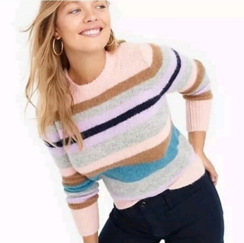 J. Crew Point Sur gestreifter Pullover mit Rundhalsausschnitt Größe Large rosa adrett - Bild 2 von 9