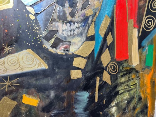Nino Pippa Original Mixed Media Painting 24x30 Symbolic Modern Art Skull COA - 第 6/11 張圖片