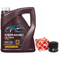 MotoröL Set 5W-40 Mannol 5 Liter + ÖLfilter 38927 FüR Renault Clio II Thalia I