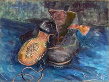 A pair of boots by Vincent van Gogh Tile Mural Kitchen Backsplash Marble Ceramic