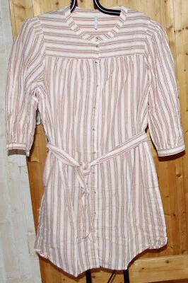 Robe-chemisier rayée manches 3/4 col officier bois de rose blancheporte 56 - Photo 1/4