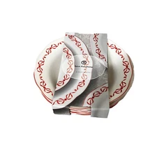 RED BOWS on White Deep Plate 4pc Ceramic 8.3/4" TikTok Viral Coquette Xmas Eaton